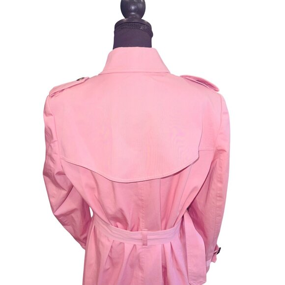 Jones New York Signature Pink Double-Breasted Trench Coat L Barbie Legally Blond - Picture 4 of 13